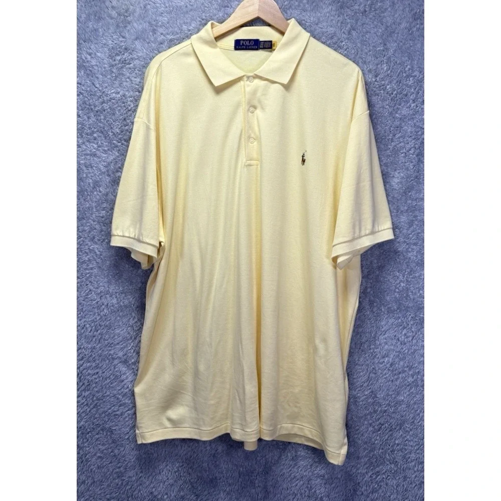 Polo Ralph Lauren Mens 2XB Big Tall Yellow Polo Shirt Cotton Short Sleeve Golf